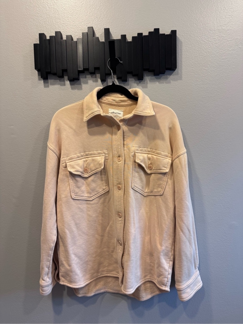 Aritiza- Wilfred Free Terry Fleece Shirt Jacket Organic Cotton Beige Size Small
